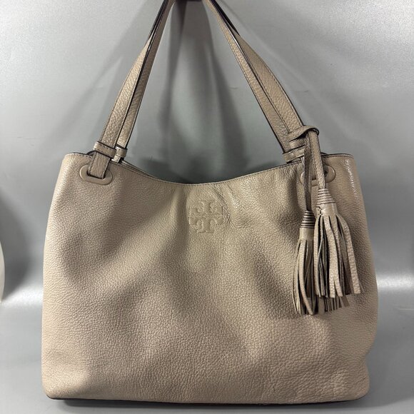 Tory Burch Handbags - Tory Burch Taylor Triple-Compartment Tote in Chalk Gray